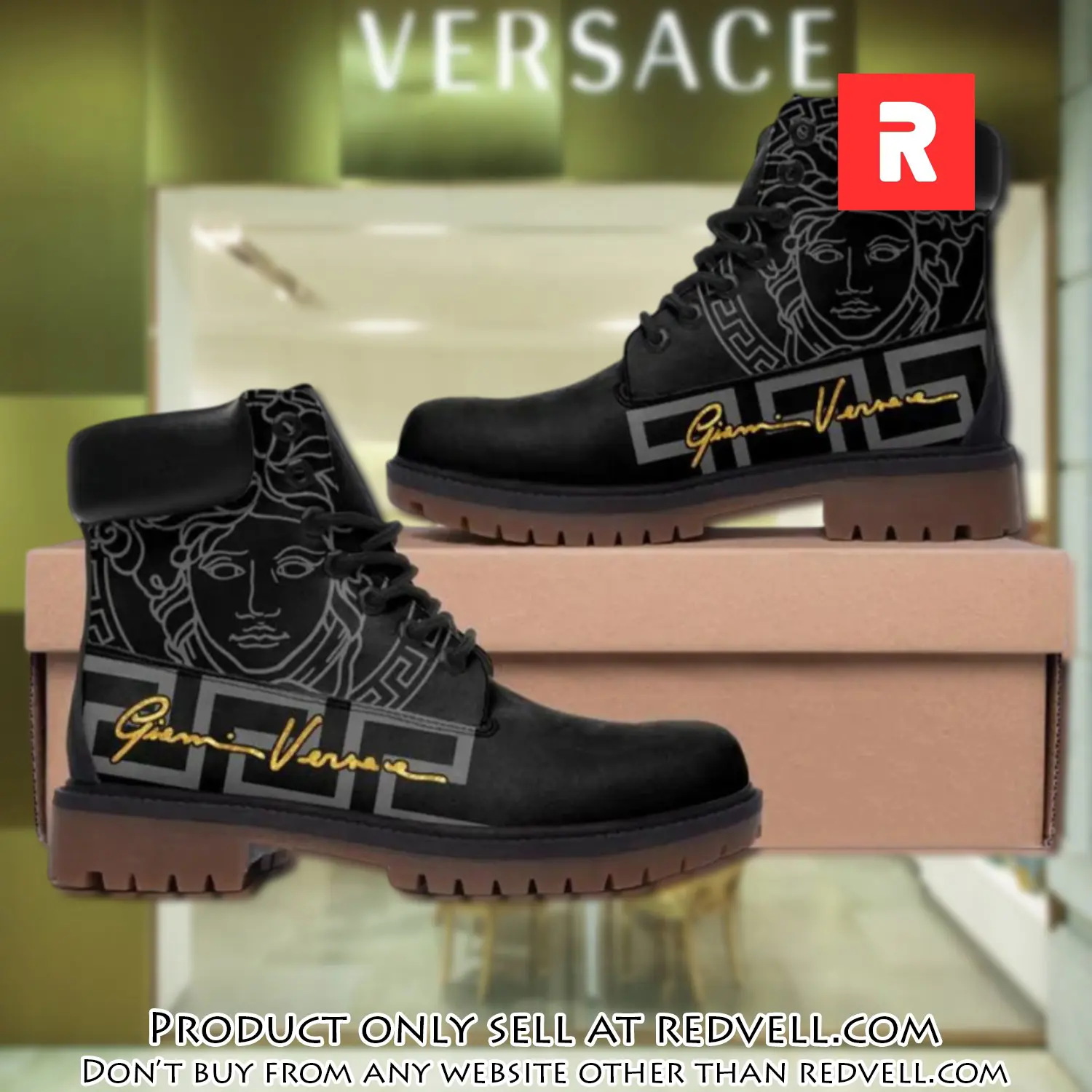 Gianni versace medusa pattern black luxury brand boots premium gifts for men women rv3951567